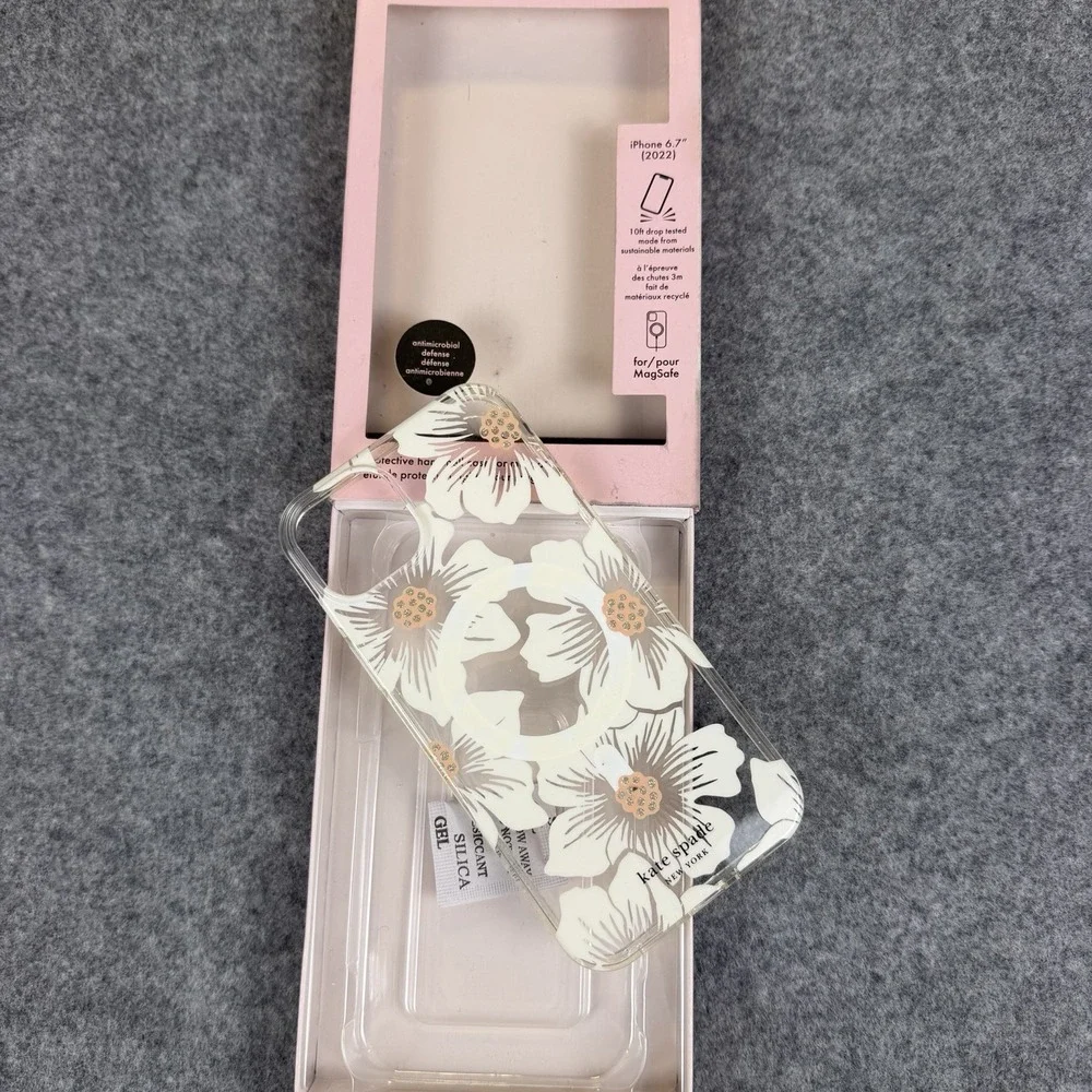 Kate Spade iPhone 14 Plus Case MagSafe Hollyhock Floral Clear Protective Cover